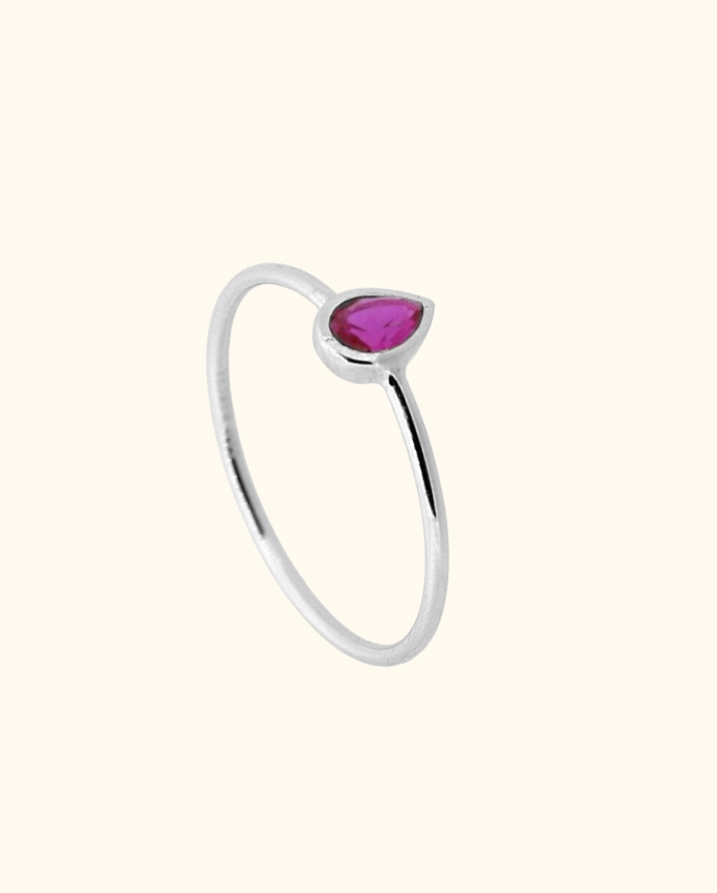 Anillo Gota de Circonita Rubí