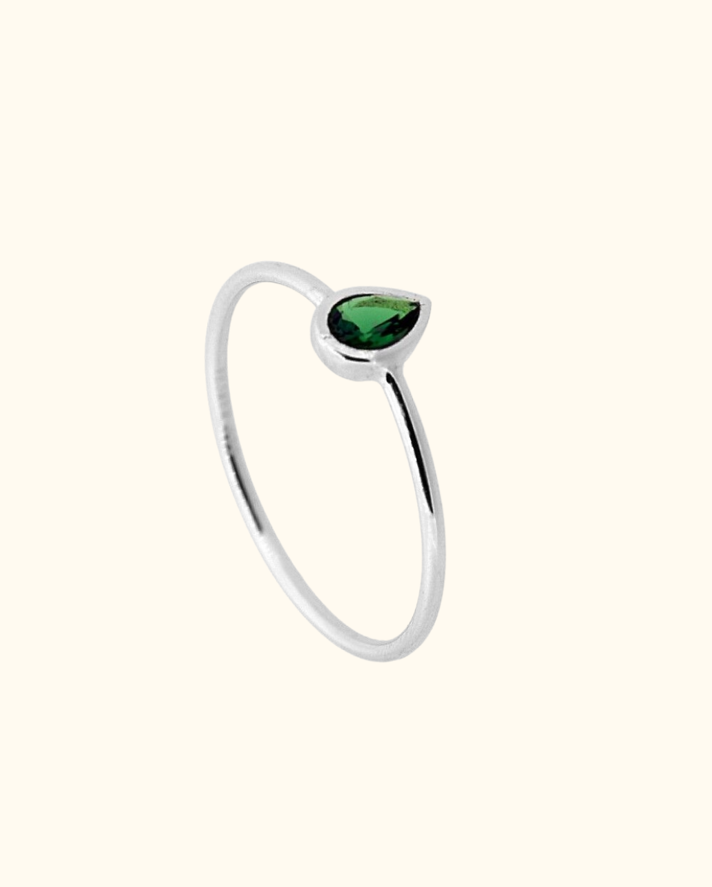 Anillo Gota de Circonita Verde